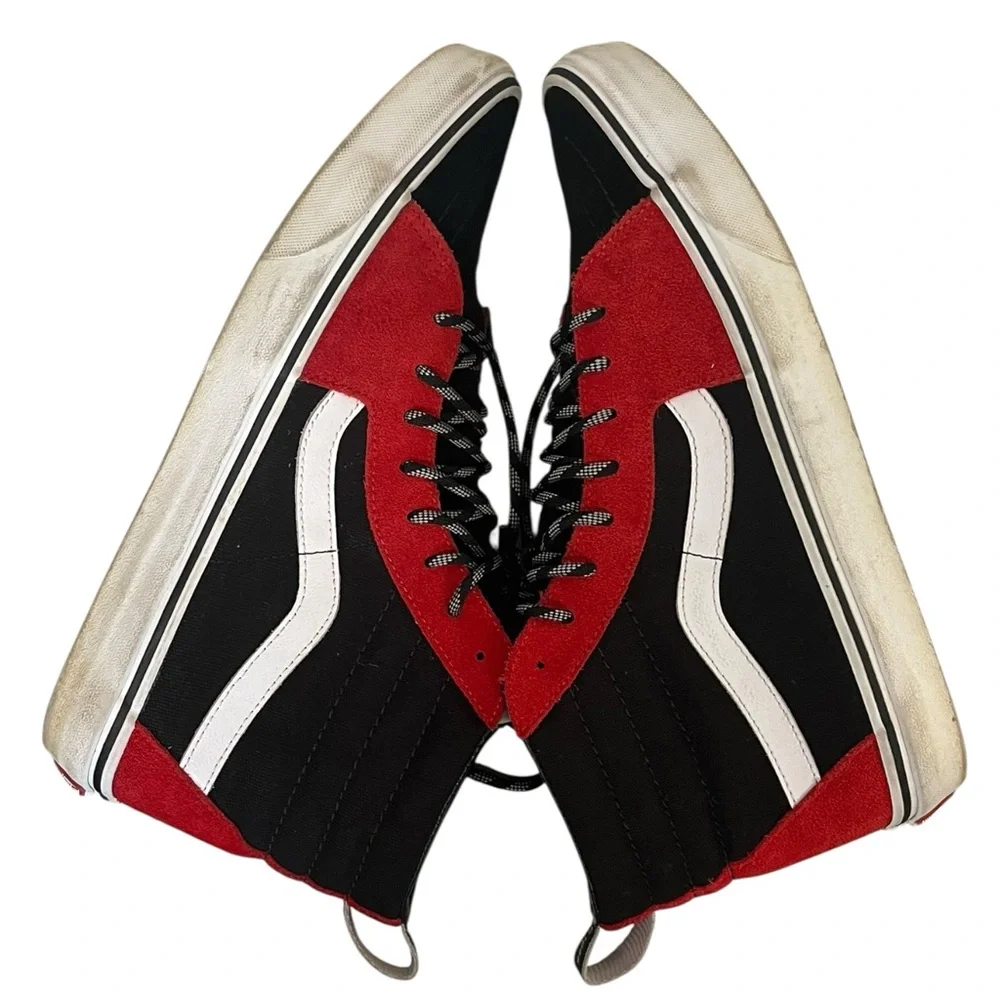 VANS | SK8-HI Red Black White‎ Off the Wall Since 1966 Script Men's Shoes 10.5